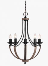 Generation Lighting 3280405-846 - Corbeille traditional 5-light indoor dimmable ceiling chandelier pendant light in stardust weathered