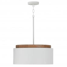 Capital 350912LT - 1 - Light Pendant in White with Mango Wood and Matte White Metal Shade