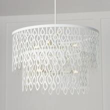 Capital 352971WE - 7-Light Lasercut Two-Tier Metal Pendant in Matte White Modern Motif