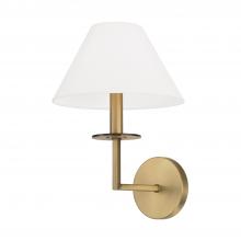 Capital 652211AD - 1 - Light Sconce in Aged Brass with White Fabric Shade