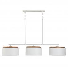 Capital 850931LT - 3 - Light Linear Chandelier in White with Mango Wood and Matte White Metal Shades