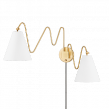 Mitzi by Hudson Valley Lighting HL699102-AGB - 2 - Light Plug-in Sconce