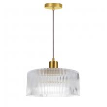Dainolite NAD-123P-AGB-FL - 1 Light Pendant in Aged Brass w/ Fluted Glass