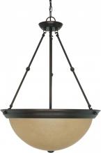 Nuvo 60/3113 - 3-Light 20" Large Pendant Light Fixture in Mahogany Bronze Finish with Champagne Linen Glass and
