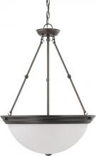 Nuvo 60/3343 - 3-Light 20" Hanging Pendant Light Fixture in Mahogany Bronze Finish with Frosted White Glass and