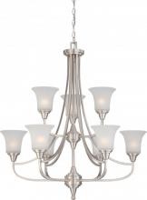 Nuvo 60/4149 - 9 - Light Two Tier Chandelier with Frosted Glass - Brushed Nickel Finish