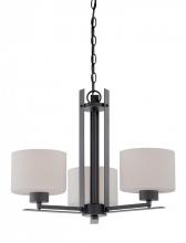Nuvo 60/5306 - 3 - Light Chandelier with Etched Opal Glass - Aged Bronze Finish