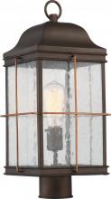 Nuvo 60/5835 - 1 - Light Post Lantern with Clear Seeded Glass - Bronze Finish with Copper accents