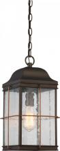 Nuvo 60/5836 - 1 - Light Hanging Lantern with Clear Seeded Glass - Bronze Finish with Copper accents