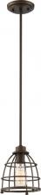 Nuvo 60/5847 - 1 - Light Small Caged Pendant with - Mahogany Bronze Finish