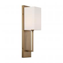 Nuvo 60/6692 - 1 - Light Wall Sconce - with White Linen Shade - Burnished Brass Finish