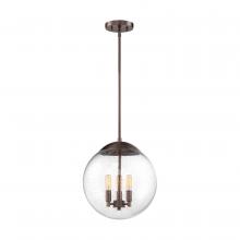 Nuvo 60/6741 - 3 - Light Pendant - with Clear Seedy Glass -Antique Copper Finish