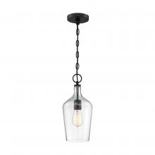 Nuvo 60/6749 - 1 - Light Pendant - with Clear Glass - Matte Black Finish