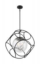 Nuvo 60/6937 - 3 - Light Pendant with Seeded Glass - Black and Polished Nickel Finish