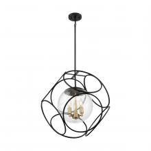 Nuvo 60/6947 - 3 - Light Pendant with Seeded Glass - Black and Vintage Brass Finish