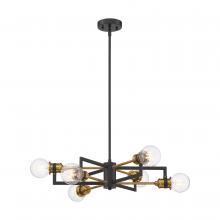 Nuvo 60/6976 - 6 - Light Chandelier - Warm Brass and Black Finish