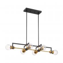 Nuvo 60/6977 - 6 - Light Island Pendant - Warm Brass and Black Finish