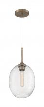 Nuvo 60/7016 - 1 - Light Pendant with Seeded Glass - Burnished Brass Finish