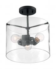Nuvo 60/7278 - 3 - Light Semi-Flush with Clear Glass - Matte Black Finish