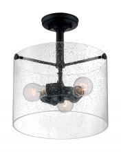Nuvo 60/7288 - 3 - Light Semi-Flush with Seeded Glass - Matte Black Finish