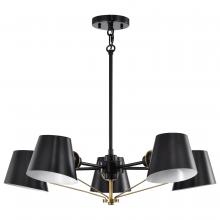 Nuvo 60/7385 - 5 - Light Chandelier; Black with Burnished Brass