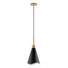 Nuvo 60/7470 - 1 - Light; Small Pendant; Matte Black with Burnished Brass