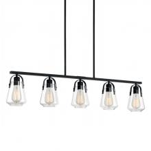 Nuvo 60/7104 - 5 - Light Island Pendant with Clear Glass - Matte Black Finish