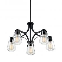 Nuvo 60/7105 - 5 - Light Chandelier with Clear Glass - Matte Black Finish
