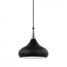 Nuvo 60/7510 - 1 Light Pendant; Matte Black with Polished Nickel