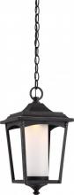 Nuvo 62/824 - LED Hanging Lantern with Etched Glass - Sterling Black Finish
