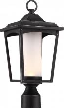 Nuvo 62/825 - LED Post Lantern with Etched Glass - Sterling Black Finish
