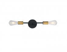 Nuvo 60/7342 - 2 - Light Sconce with- Black and Brushed Brass Finish