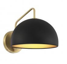 Savoy House Meridian M90094MBKNB - 1 - Light Wall Sconce in Matte Black with Natural Brass