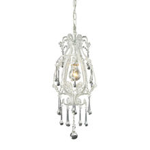 ELK Home 12003/1CL - 1 LIGHT PENDANT - ANTIQUE WHITE WITH CLEAR CRYSTALS
