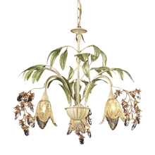 ELK Home 86052 - 3-Light Chandelier in Seashell and Sage Green with Floral-shaped Glass