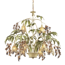 ELK Home 86054 - 8-Light Chandelier in Seashell and Sage Green with Floral-shaped Glass